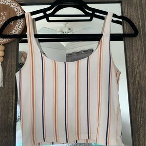 white, orange & blue stripped tank top